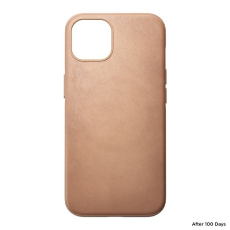 Coque Moderne en Cuir Naturel pour iPhone 13 avec MagSafe