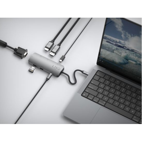 USB-C Multiport 7-in-1 Triple Display MST Adapter - Gray