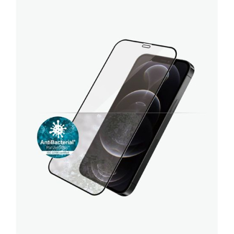 PanzerGlass Protecteur d'Écran Antibactérien Compatible Coque pour iPhone 12 Pro - Noir