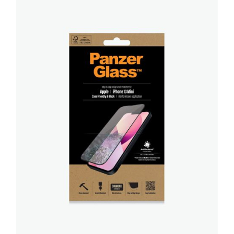 PanzerGlass Protecteur d'Écran Case Friendly pour iPhone 13 Mini - Noir