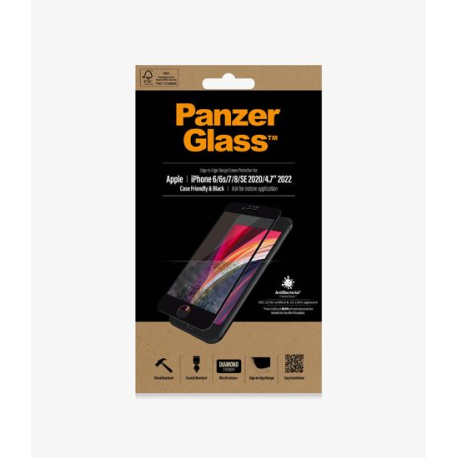 PanzerGlass Screen Protector for iPhone 6/6S/7/8/SE (2020/2022) - Black