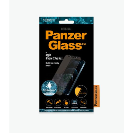 Verre de protection avec Confidentialité PanzerGlass pour iPhone 12 Pro Max - Noir