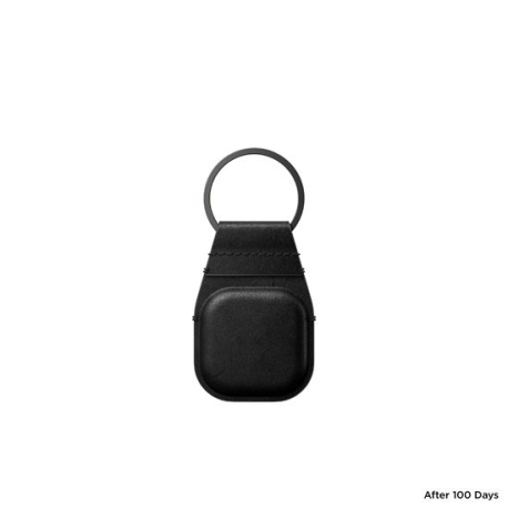 Black Leather AirTag Keychain