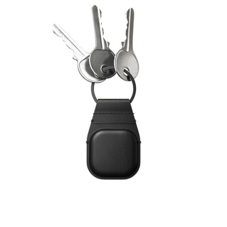 Black Leather AirTag Keychain