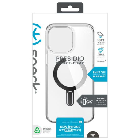 Coque Speck Presidio Click-Lock iPhone 15 Pro Max Transparent/Argent