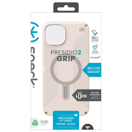 Presidio2 Grip Click-Lock for iPhone 15/14 Plus - Beige/Gold