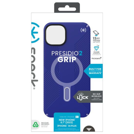 Coque Presidio2 Grip Click-Lock pour iPhone 15 Plus/14 Plus - Bleu du Futur/Violet