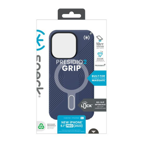 Presidio2 Grip Click-Lock for iPhone 15 Pro - Blue/Grey