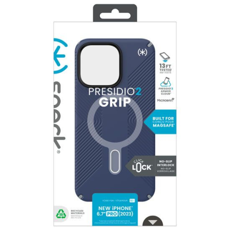 Presidio2 Grip Click-Lock Coque iPhone 15 Pro Max Bleu/Gris