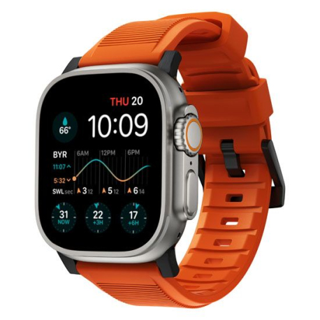 Bracelet Robuste pour Apple Watch V2 - Noir/Orange (42/44/45/49mm)