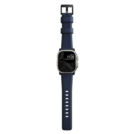 Bracelet Apple Watch Robuste V2 - Silicone Bleu/Noir pour 42/44/45/49mm