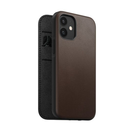 Rugged Folio iPhone 12 Mini Marron en Cuir