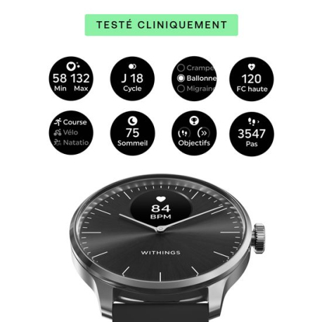 ScanWatch Light Noire: Montre Connectée Hybride Nouvelle Génération