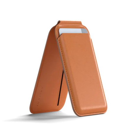 Satechi Vegan-Leather Magnetic Wallet Stand - Orange