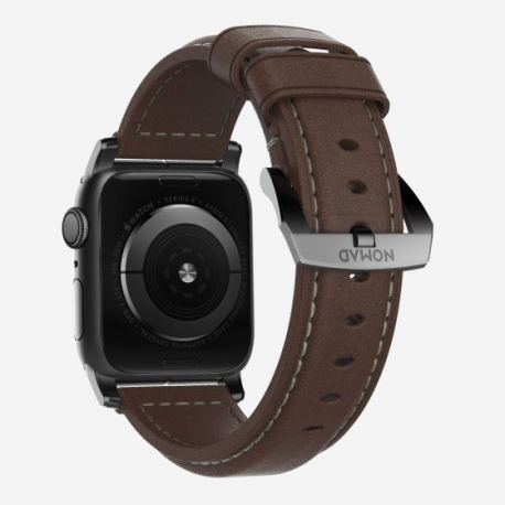 Bracelet en cuir premium pour Apple Watch - Noir/Marron