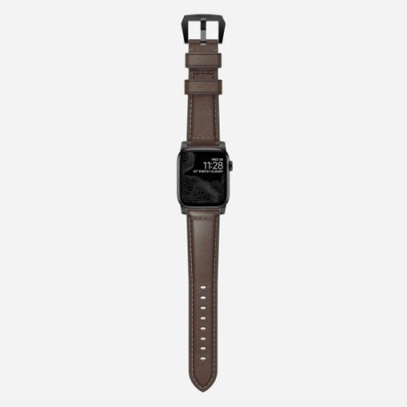 Bracelet en cuir premium pour Apple Watch - Noir/Marron