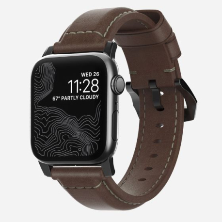 Bracelet en cuir premium pour Apple Watch - Noir/Marron