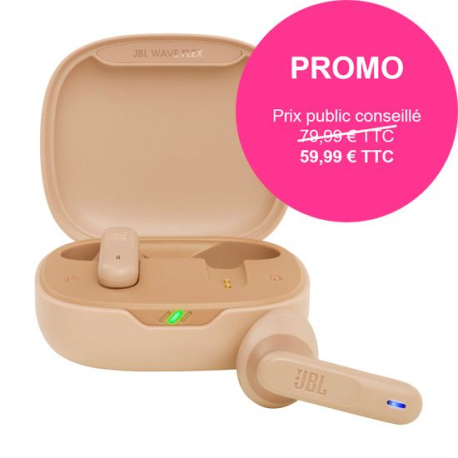 TWS Wave Flex Beige - Wireless Earbuds with JBL Sound