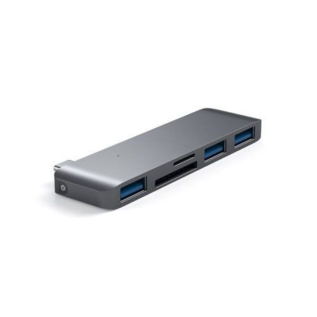 Hub 3 en 1 USB-C avec USB 3.0 et Lecteur de Cartes - Gris Sidéral