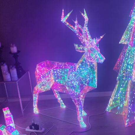 Renne de Noël Lumineux Hologram LED 145 cm - Décoration Extérieure et Intérieure Festive - Effet Holographique Magique