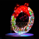 Couronne Ronde de Noël Hologram 30 cm - Décoration Éclairée pour Intérieur et Extérieur LED, Effet Lumineux Festif pour Noël