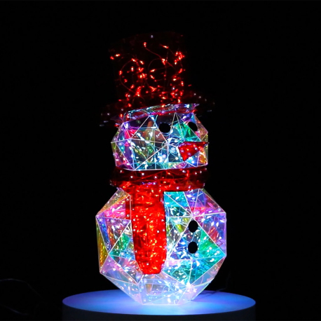 Bonhomme de Neige Lumineux Hologram 40 cm - Décoration LED de Noël Éclairée pour Intérieur et Extérieur - Idéal pour Noël