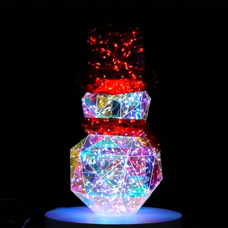 Bonhomme de Neige Lumineux Hologram 40 cm - Décoration LED de Noël Éclairée pour Intérieur et Extérieur - Idéal pour Noël