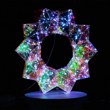 40 cm Hologram Garland Effect Round Christmas Wreath - Lighted Decoration for Indoor and Outdoor LED, Christmas Special