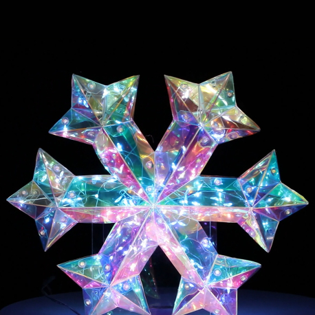 Etoile Flocon de Noel Lumineuse Hologram 25 cm - Décoration LED de Noël Éclairée pour Intérieur et Extérieur - Idéal pour Noël