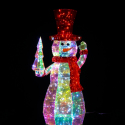 Bonhomme de Neige Lumineux Hologram 77 cm - Décoration LED de Noël Éclairée pour Intérieur et Extérieur - BSDC0028-77CM